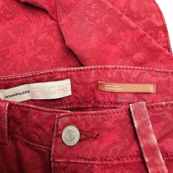 Anthropologie Pilcro High Rise  Denim Flocked Legging Size 26 - Picture 8 of 9